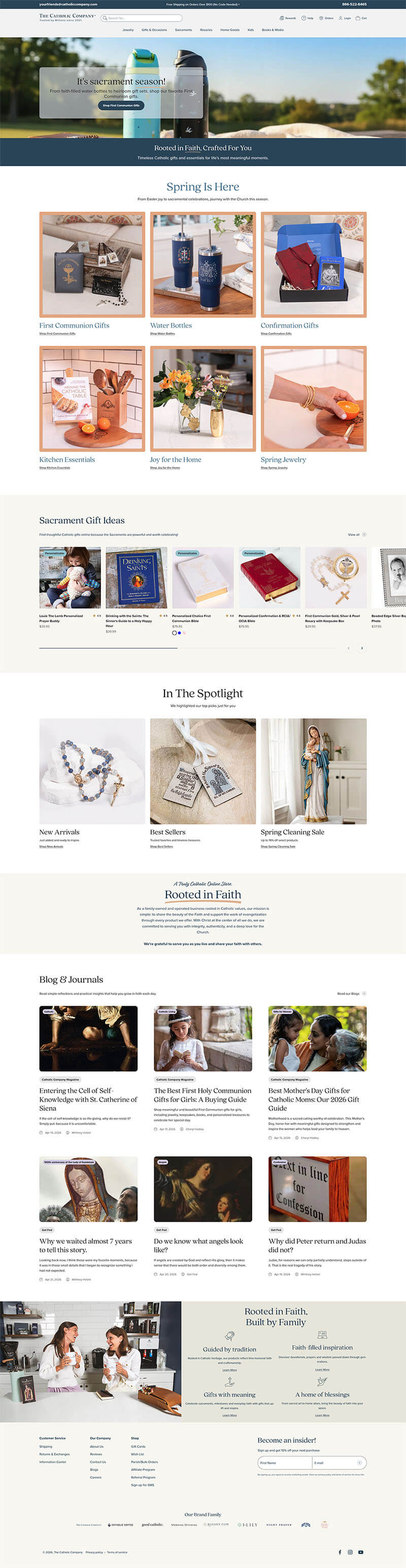 Screenshot of the The Catholic Company's homepage